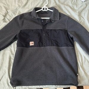 Large Charcoal/Black North Face Snap Button Jacket